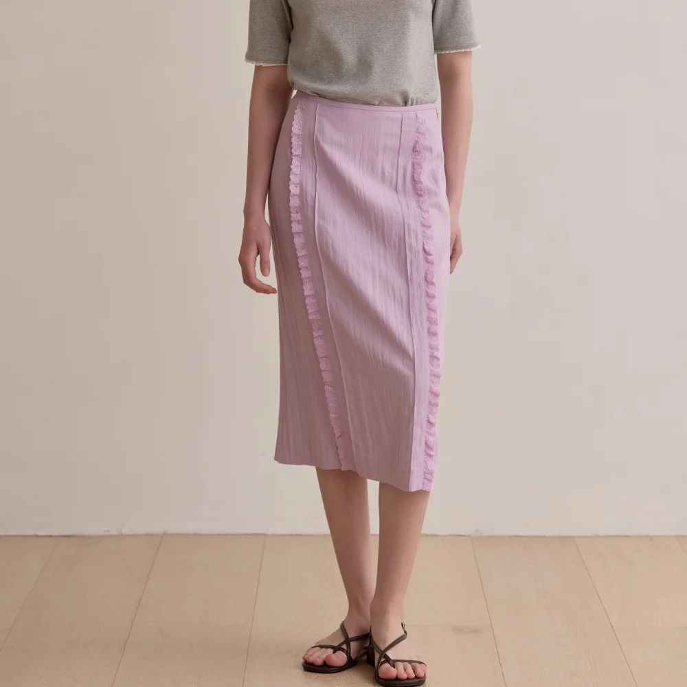 Lace frill H-line skirt - Lavender