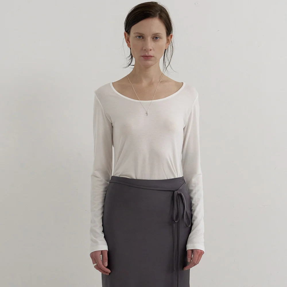 SCOOP NECK SHEER T-SHIRTS_IVORY