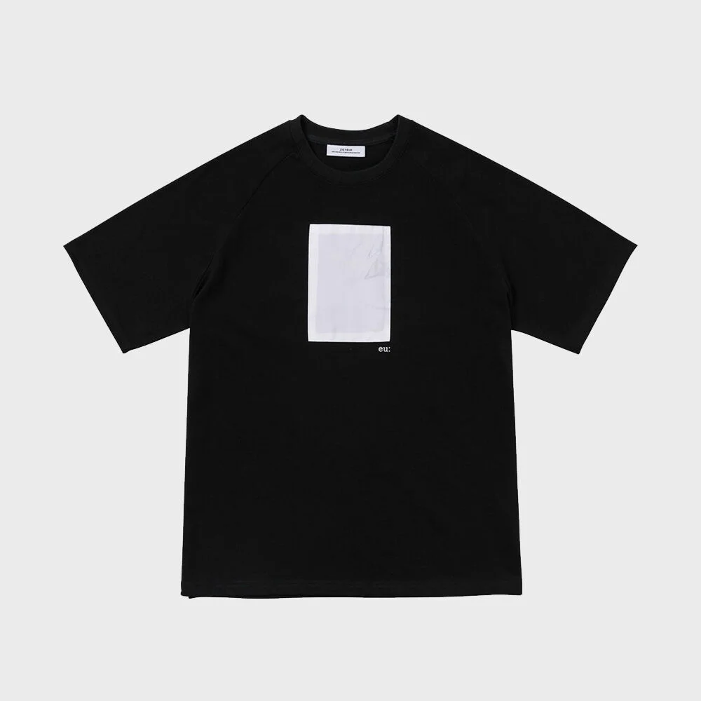 261EUI SIGNATURE WRINKLE RAGLAN T-SHIRT BLACK WHITE