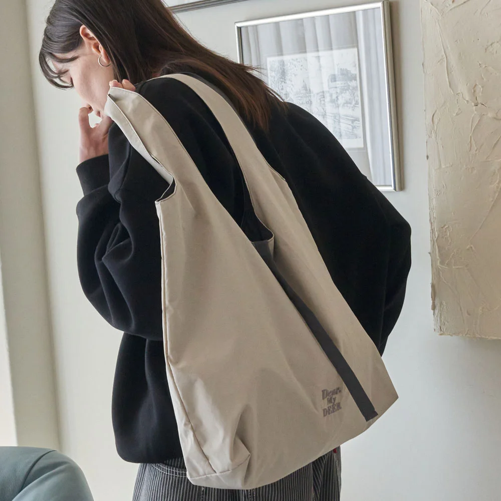 防水) Reversible shoulder bag_ Light grey+grey
