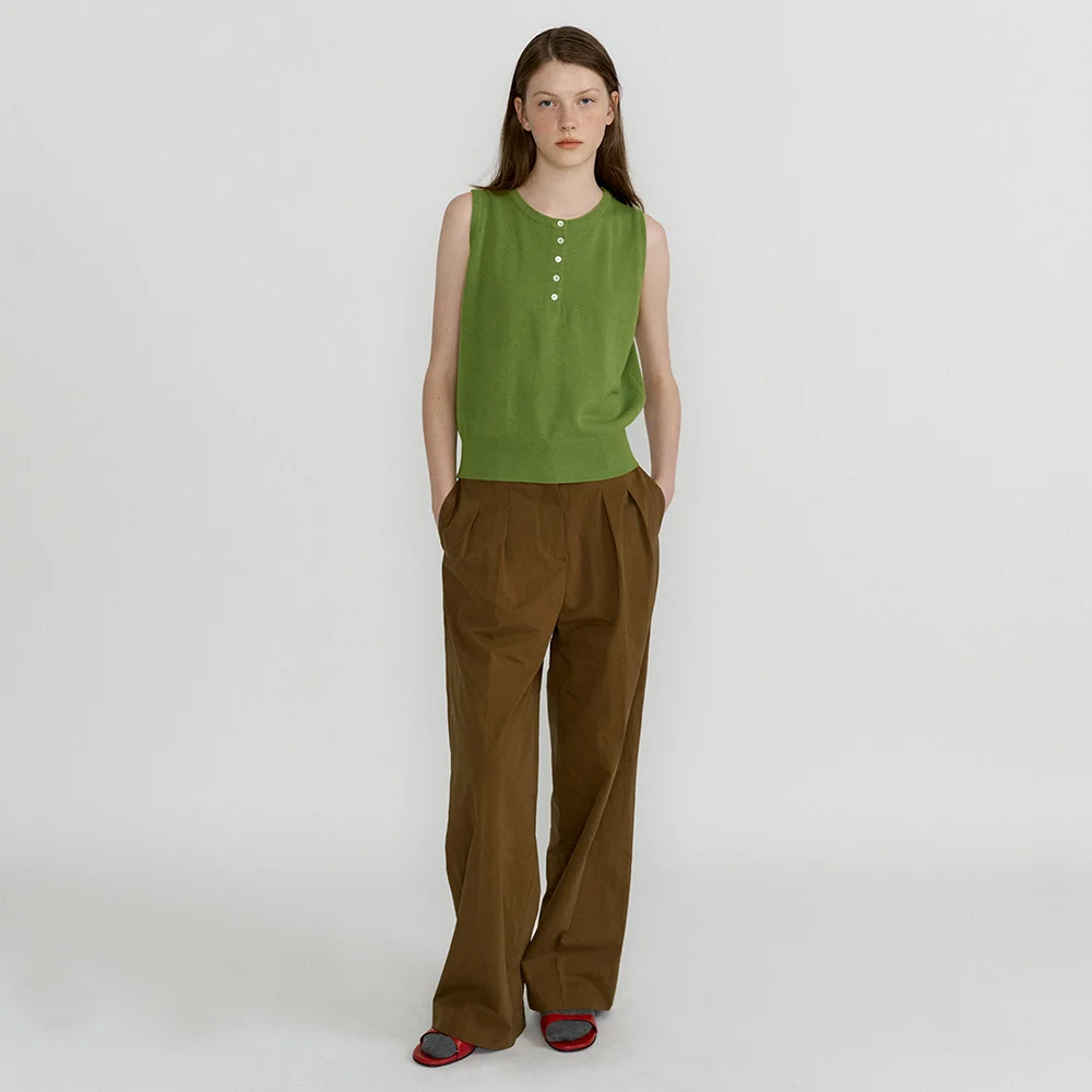 Olin Pintuck Wide Pants (Brown)