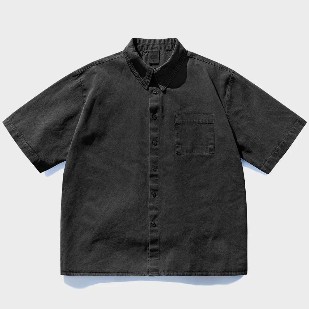 牛津布 City 染色 短袖 襯衫 深灰色 KHSS4645
