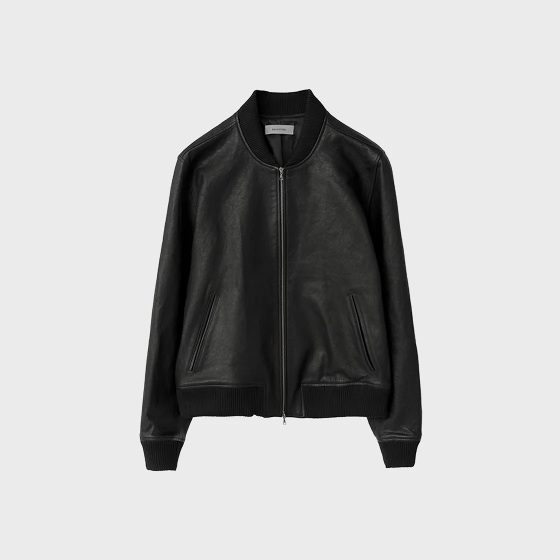 Washed Leather Blouson, Black
