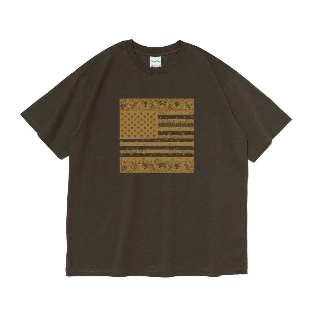 (BIG SIZE) AMERICAN PAISLEY STREET SHORT SLEEVE T-SHIRT (KHAKI)