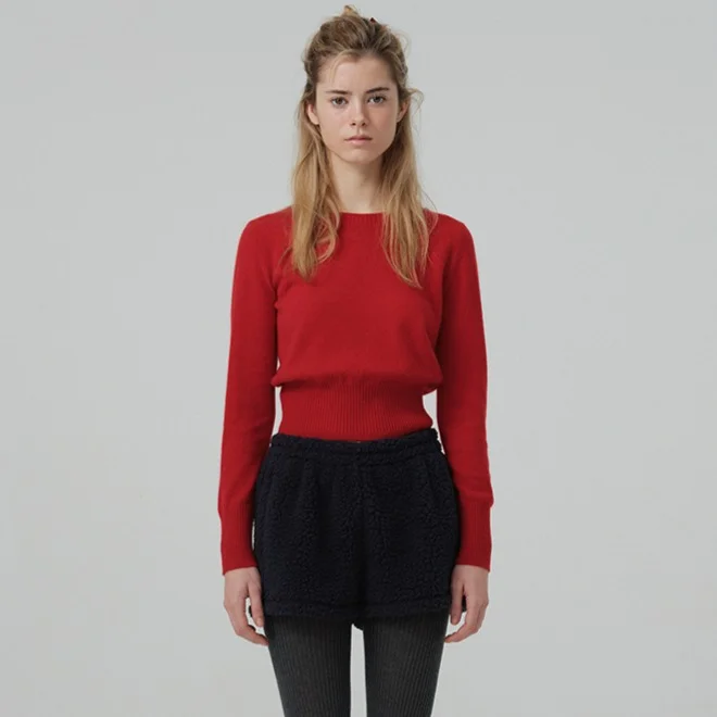 Plain Cashmere Round Knit_Red