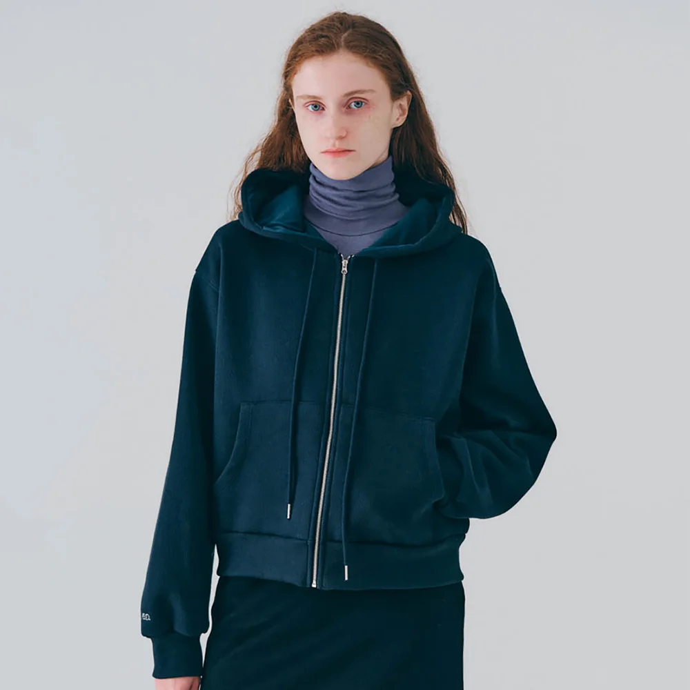 Warm hood zip-up (Navy)