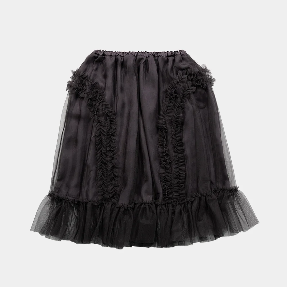 BANDING RUFFLE SHA SKIRT - BROWN CHARCOAL
