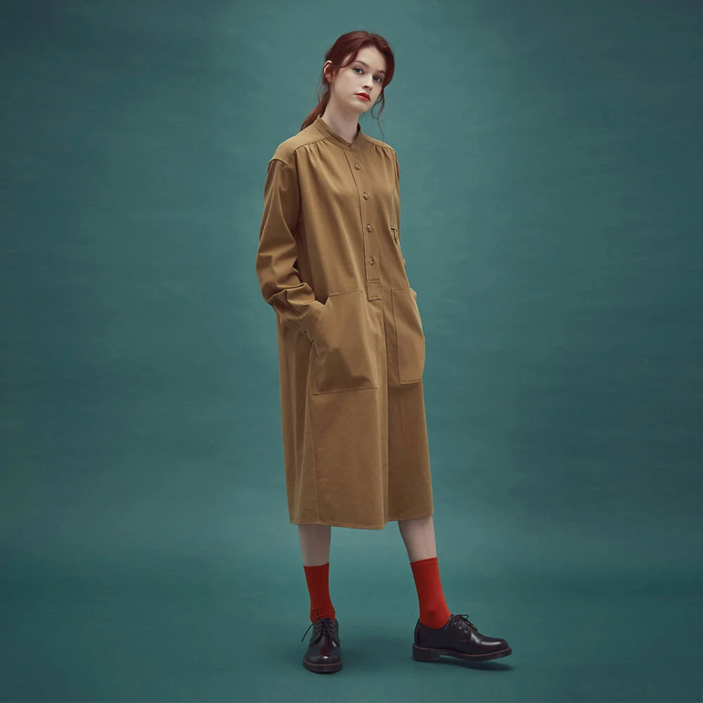 Pullover cotton twill dress