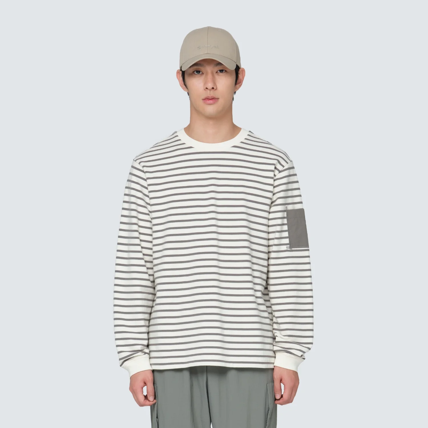 條紋 長袖 T恤 Dark Khaki (S24FMFTL12)
