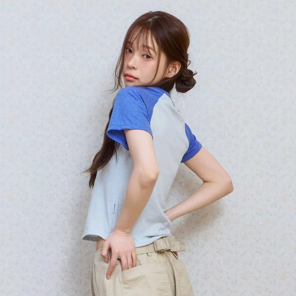 ke403. Back Logo Raglan Tee Blue