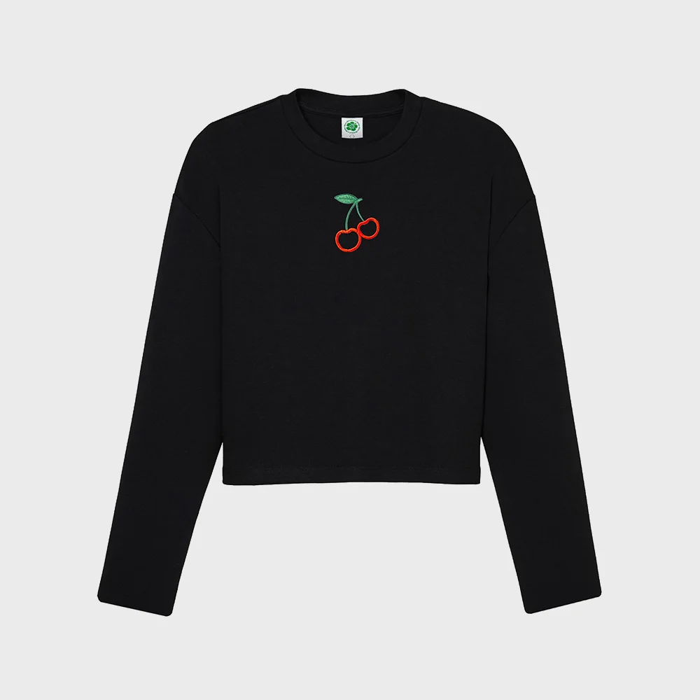 CHERRY LONG SLEEVE TEE (BLACK)