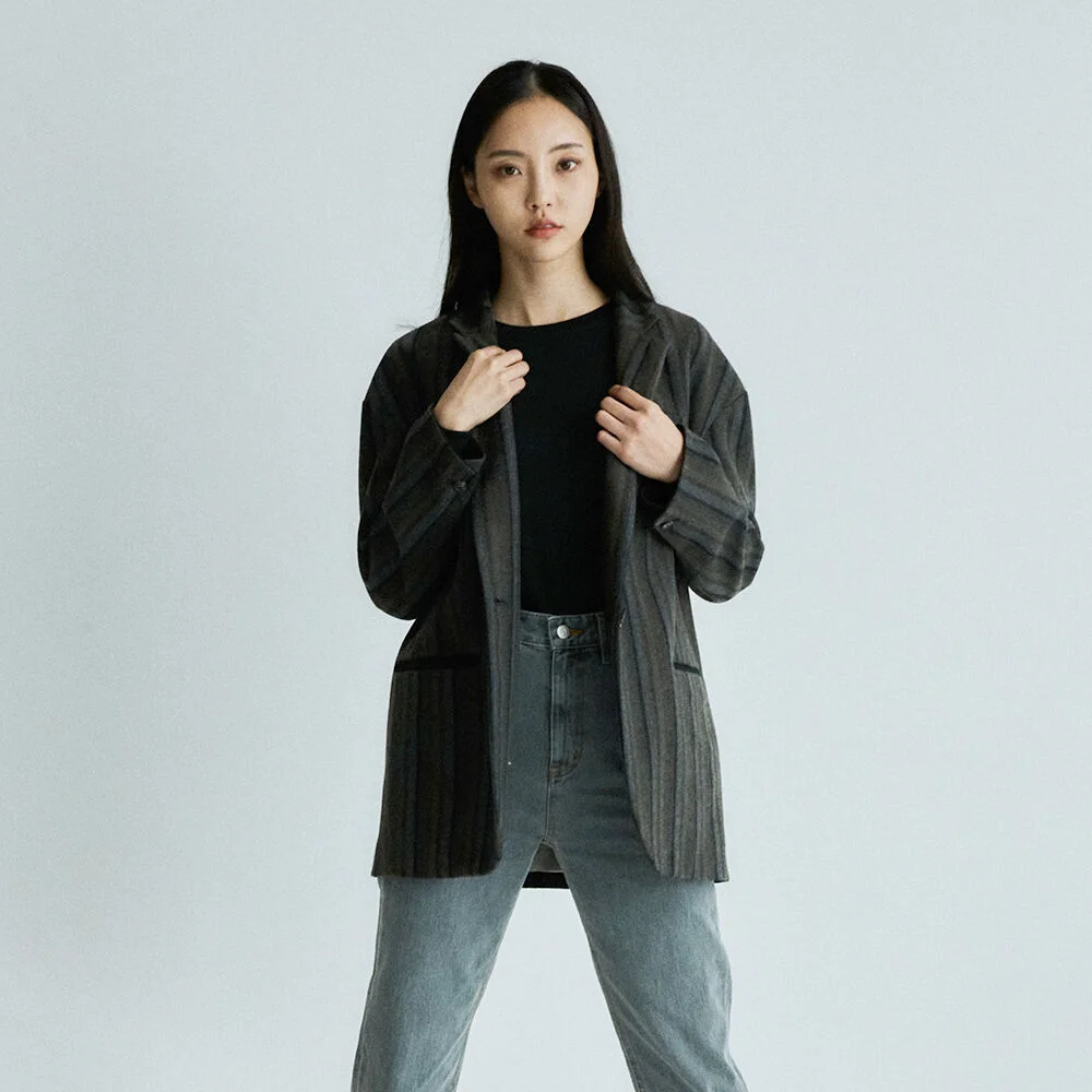 Herringbone stripe wool jacket