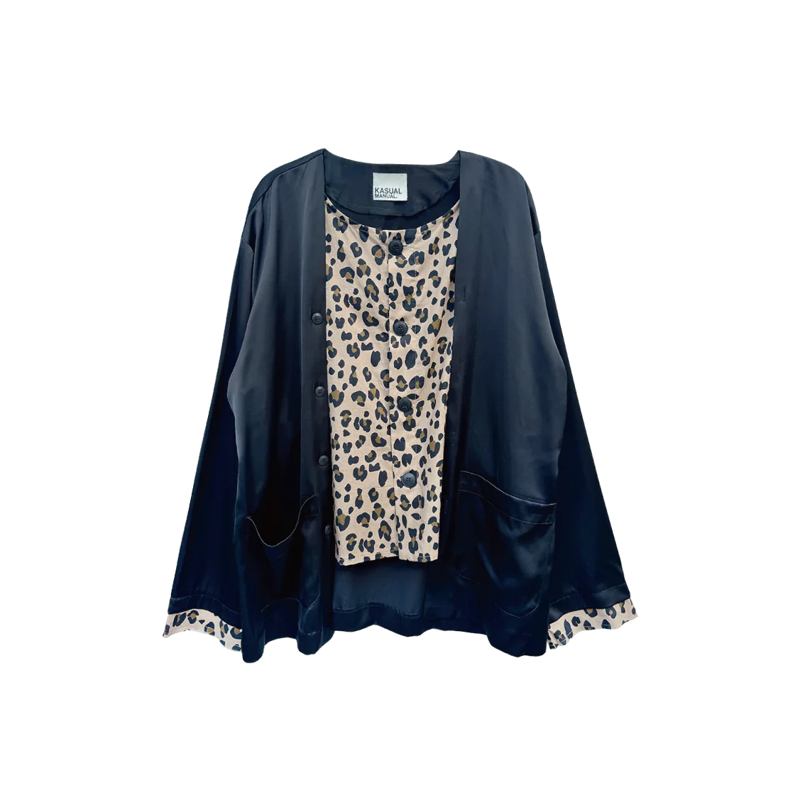 SATIN LEOPARD LAYERED SHIRT
