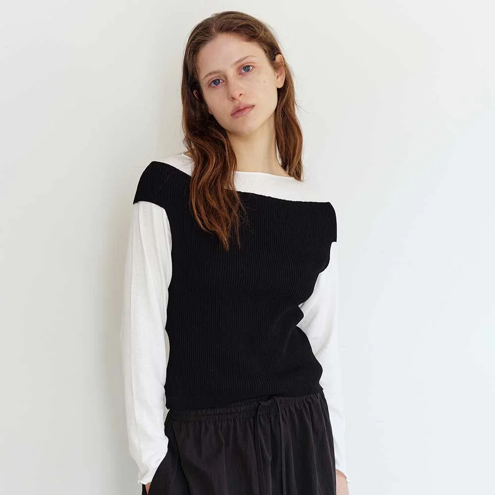 Off-Shoulder Rib Knit(Black)