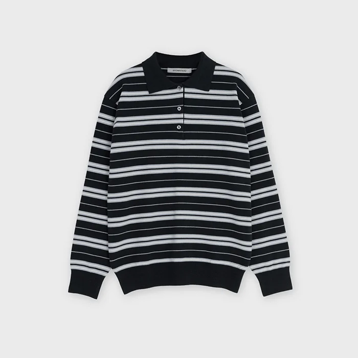 W Stripe Knit Pique, Navy