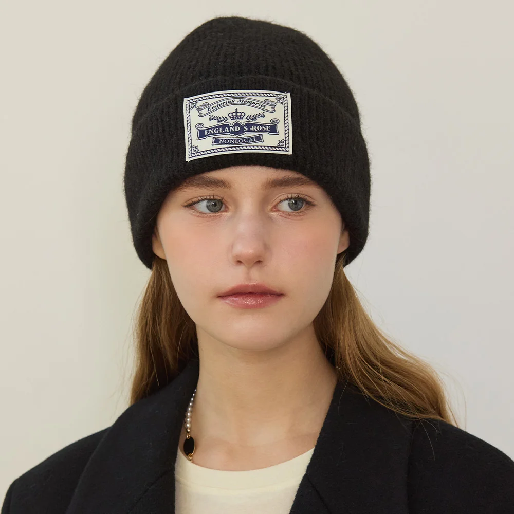 Englands Rose Classic Knit Beanie - Black