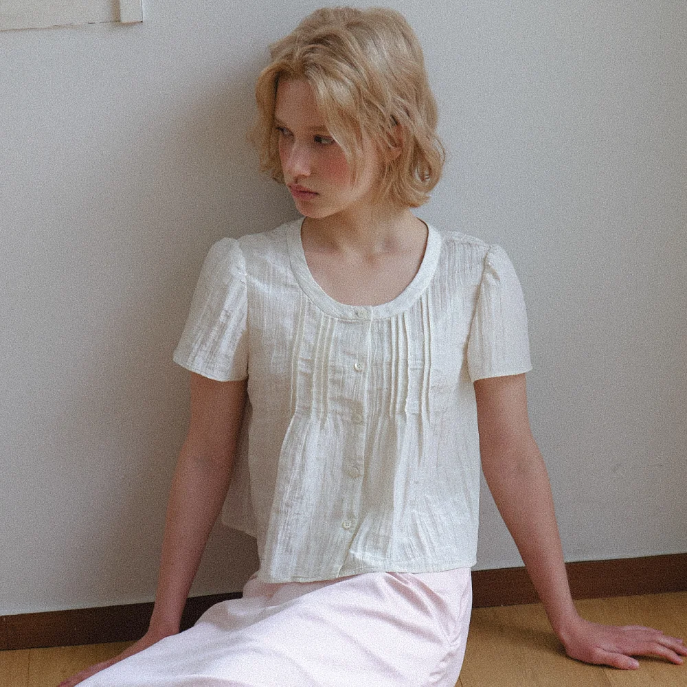 2次預訂 Crinkle Grace blouse_ivory