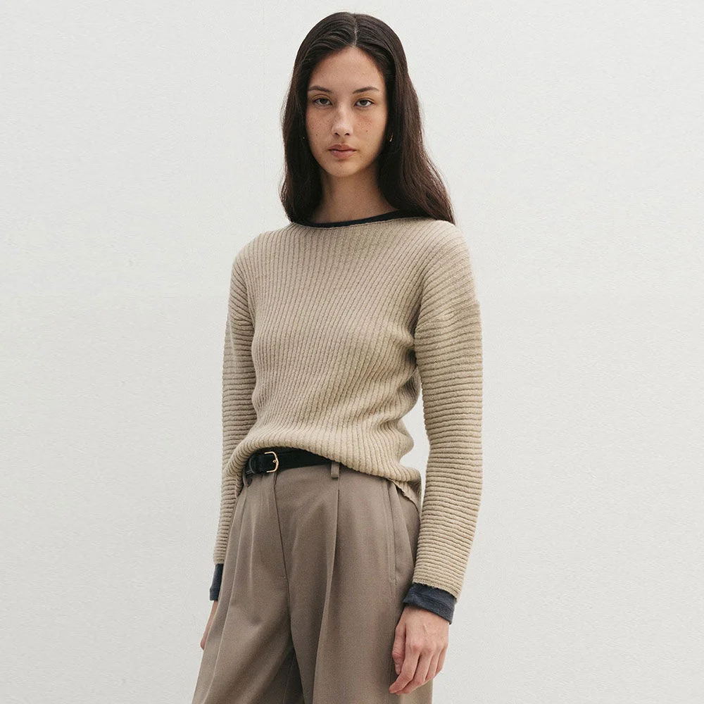 Pleats Long Sleeve Knit(Beige)