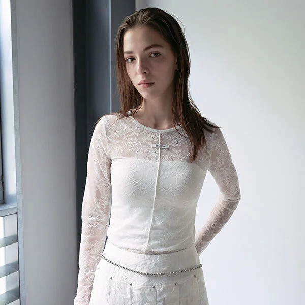 LACE SEE-THROUGH T-SHIRT WHITE