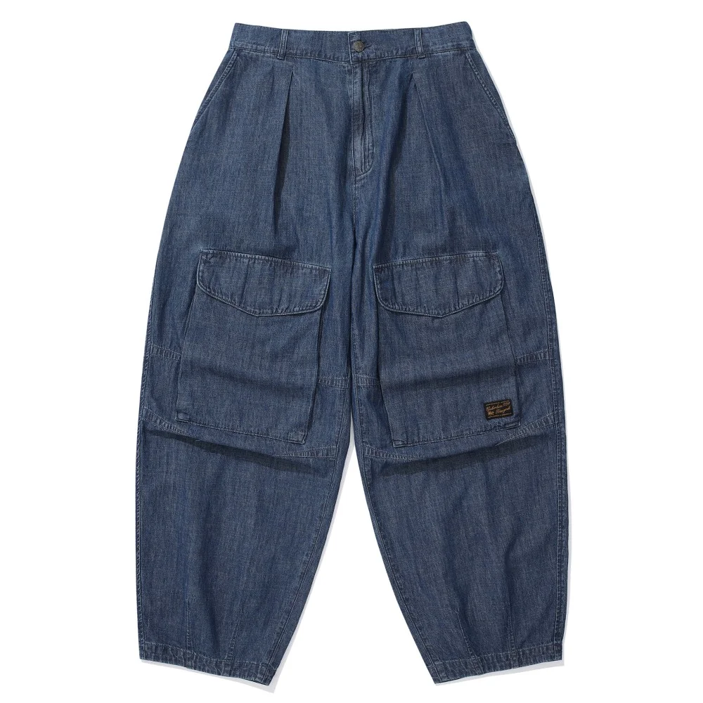 SL-LABEL DENIM WIDE FIT BALLOON PANTS 午夜牛仔
