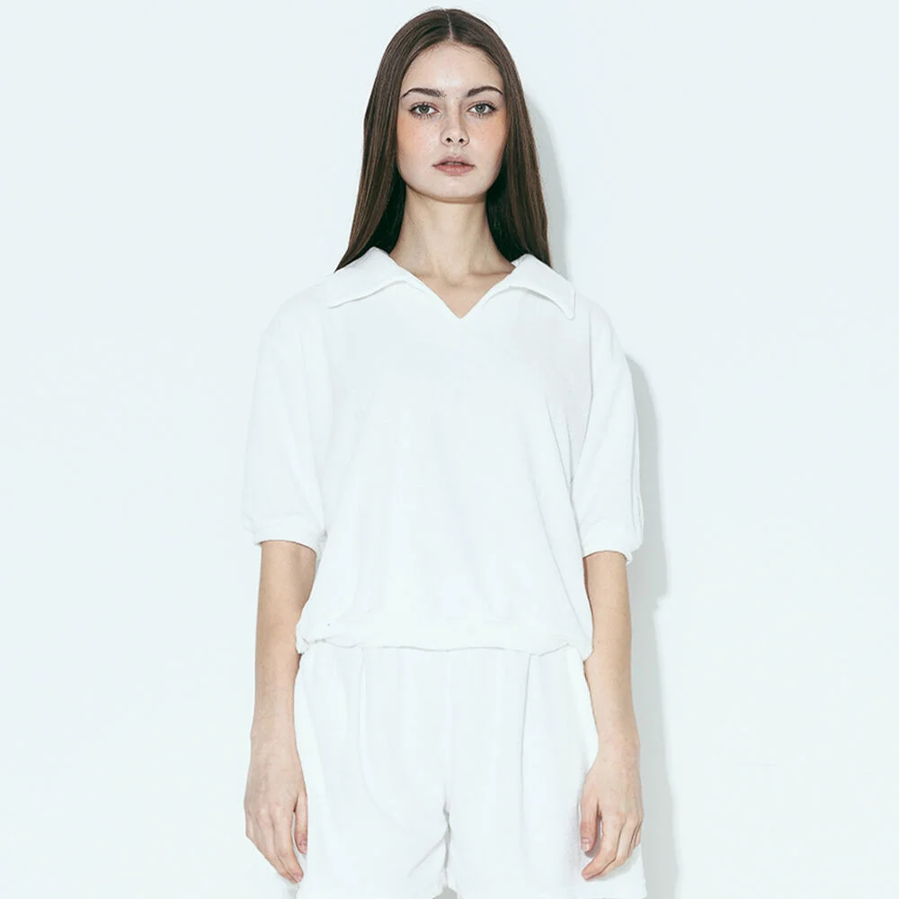 AGP 毛圈布 Polo 半 襯衫(W) 白色