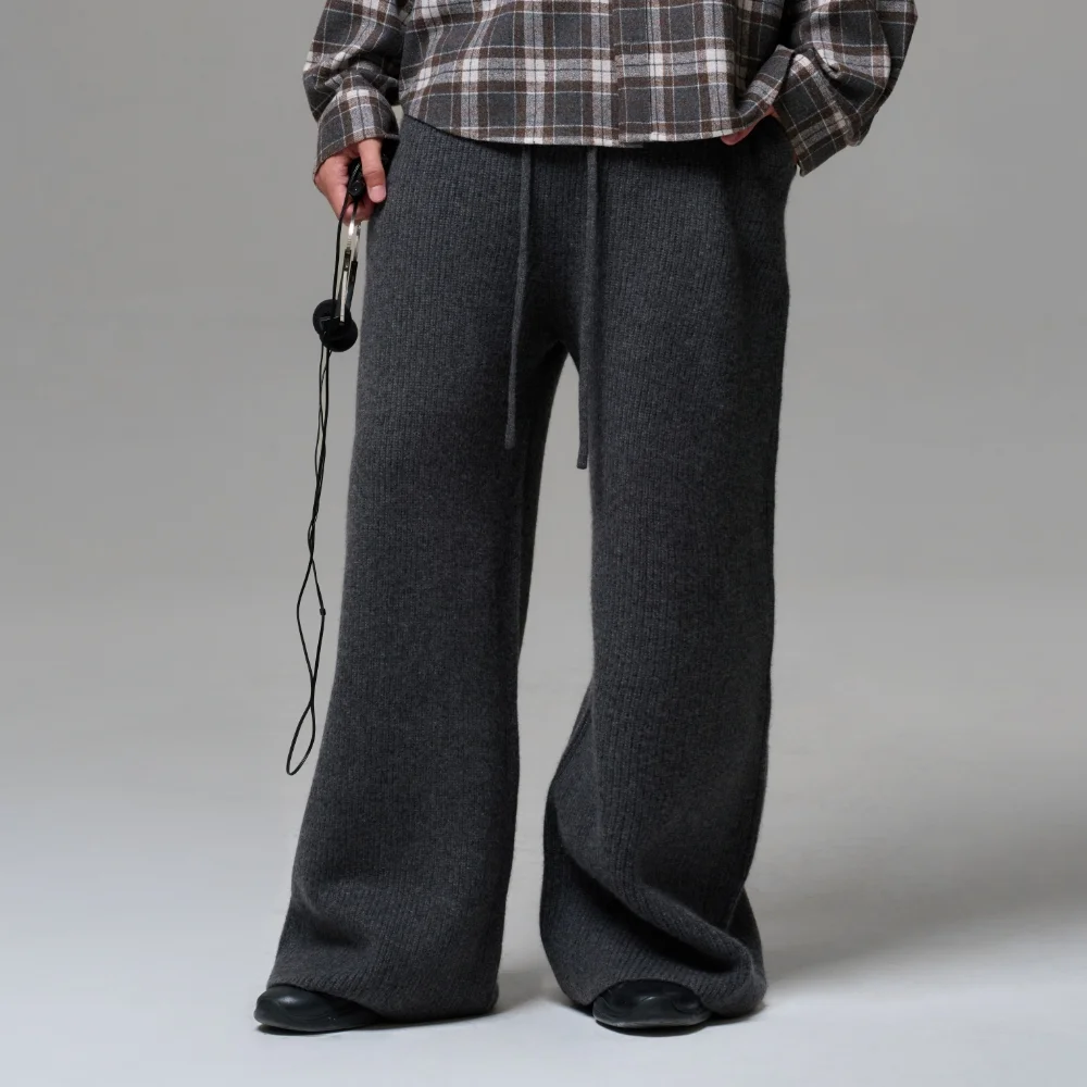 MEN CASHMERE BLEND RELAXED KNIT SWEATPANTS - CHARCOAL GRAY