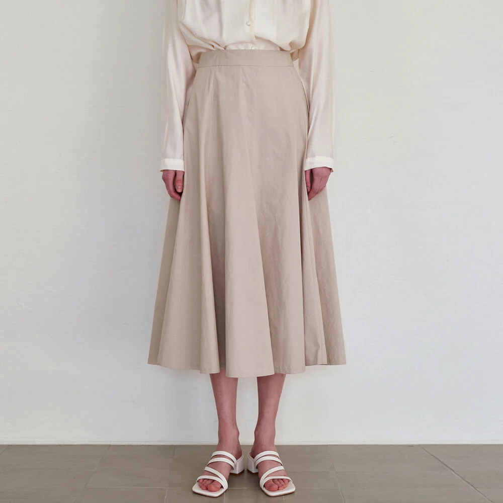 BOLD FLARE LONG SKIRT_BEIGE