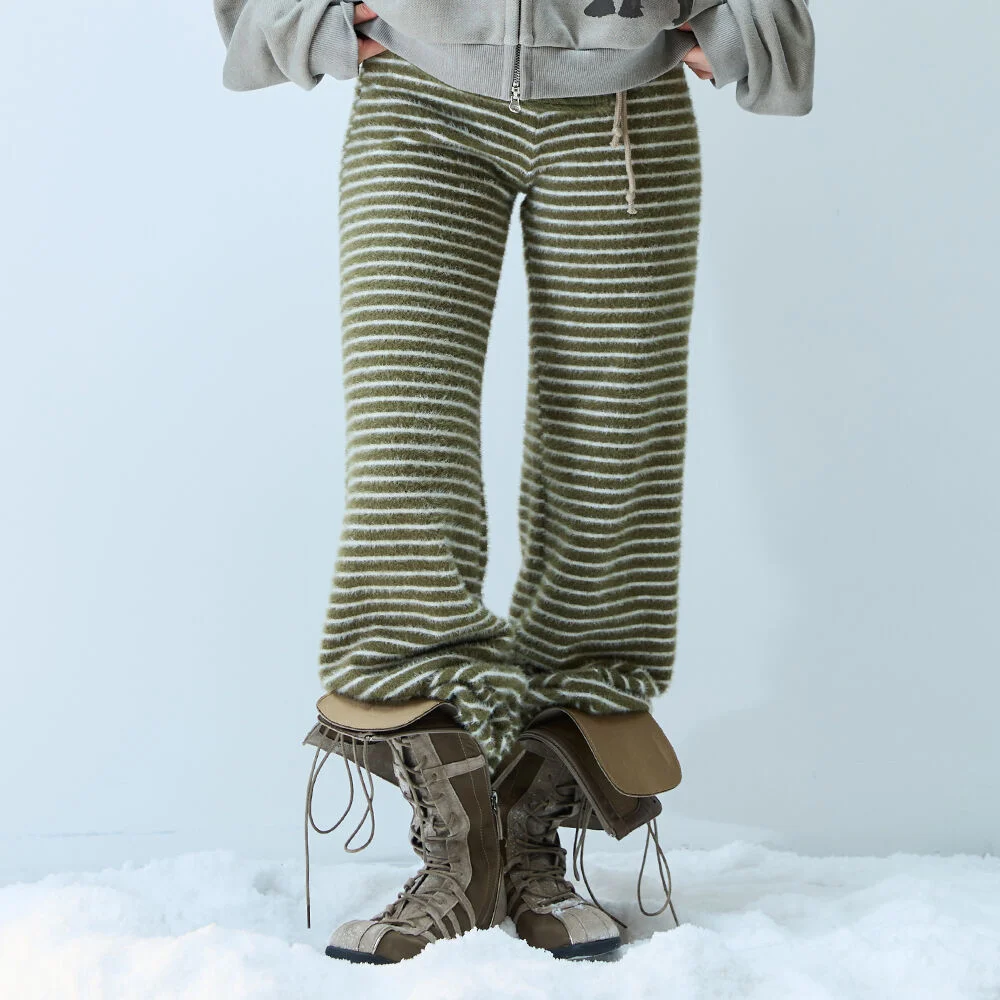 L21 COZY PLUFFY KNIT PANTS(OLIVE GREEN)