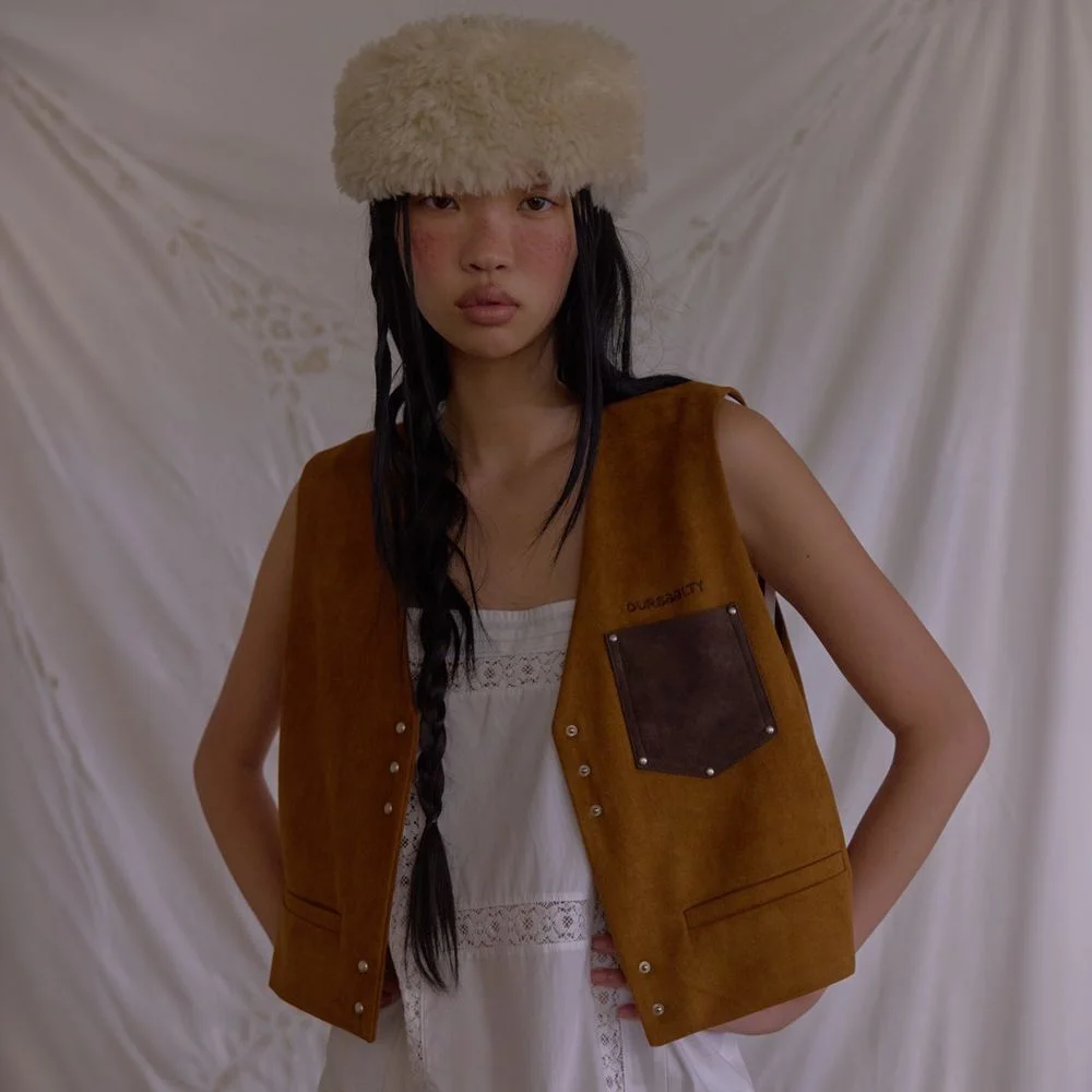 Suede love vest / Camel