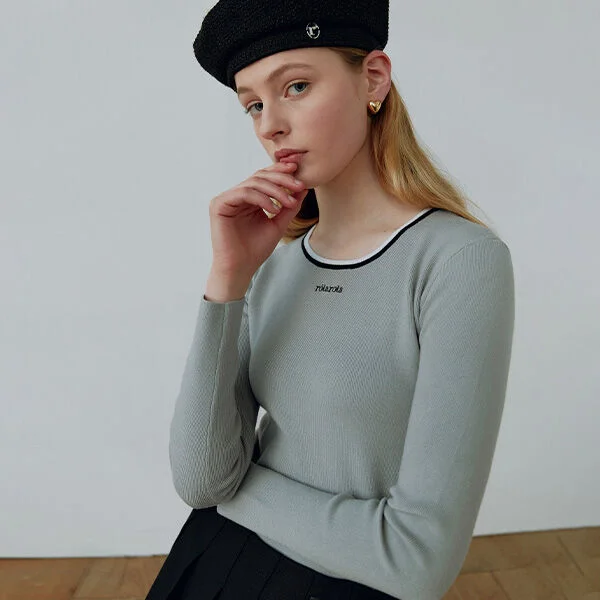 TWO-TONE LINE KNIT GRAY