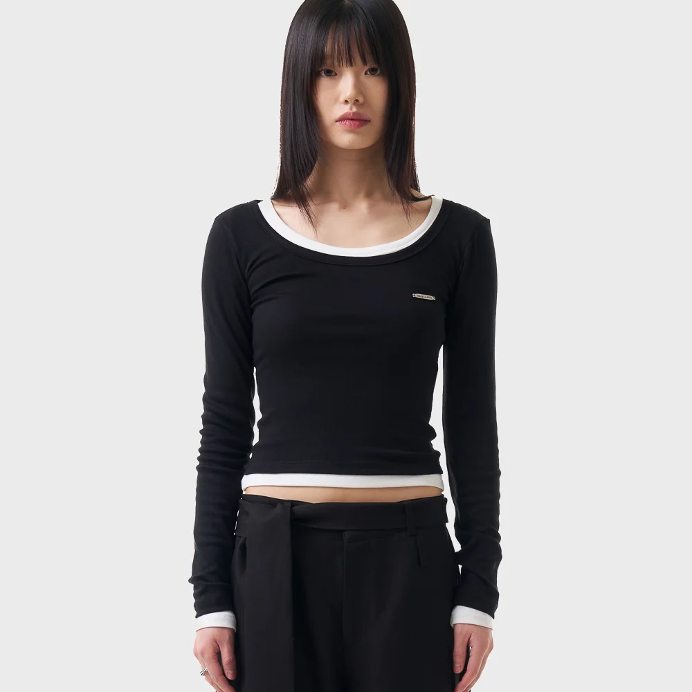 U-Neck Fitted Top (Black)