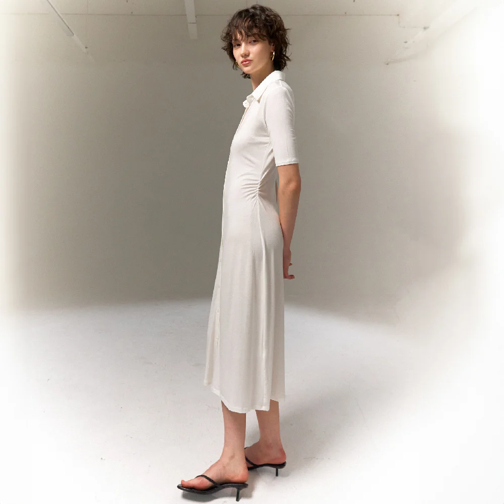 Cole button-up midi dress (white)