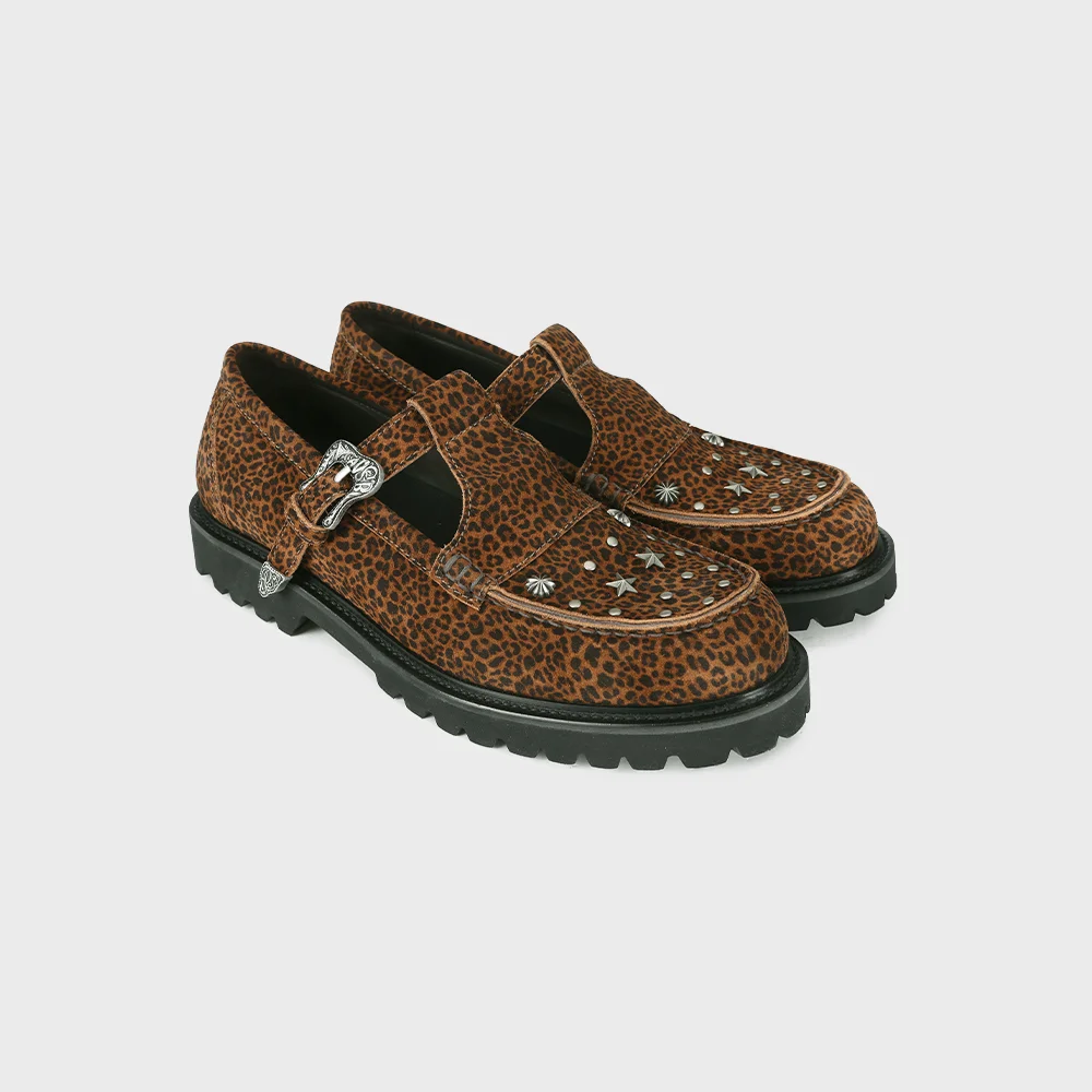 UNISEX WESTERN MARY JANE LOAFERS aaa465u(LEOPARD/BROWN)