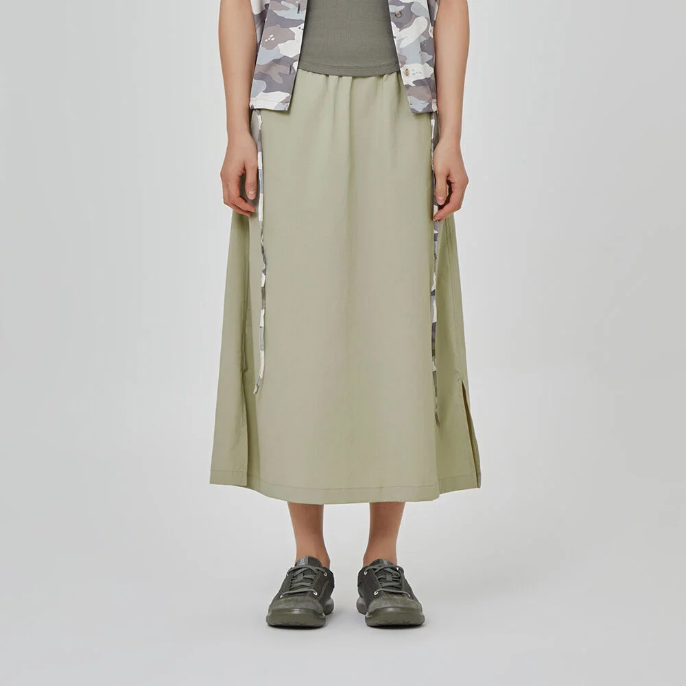 Kona 鬆緊帶 開衩 半身裙 女裝(DARK BEIGE)