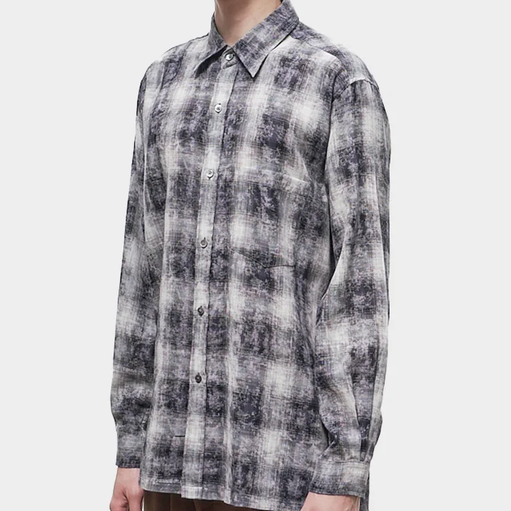 Vintage Washed Check Shirt (Black)