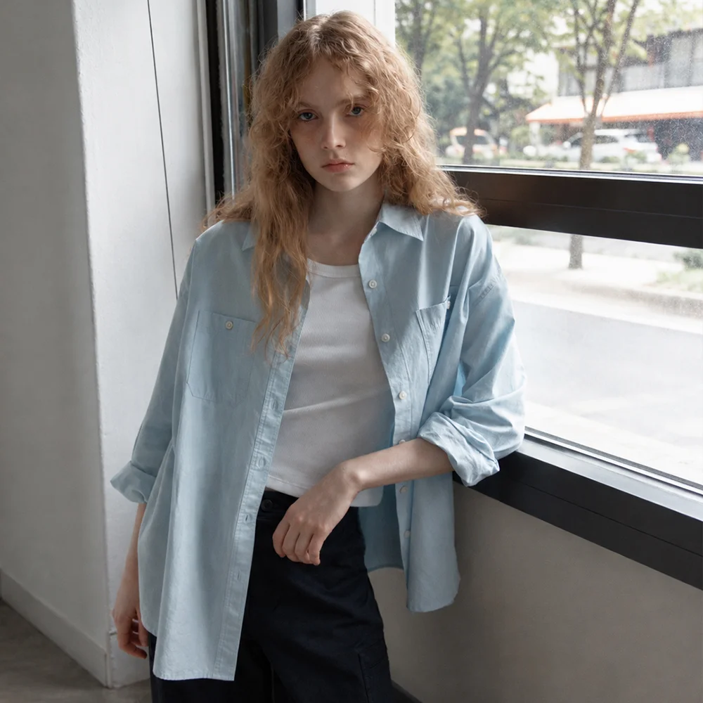Cloud pocket washed shirt (light blue)