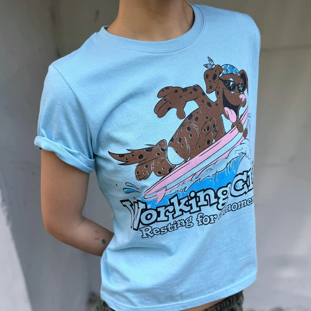 Surfing Dog T-shirt-Sora Blue