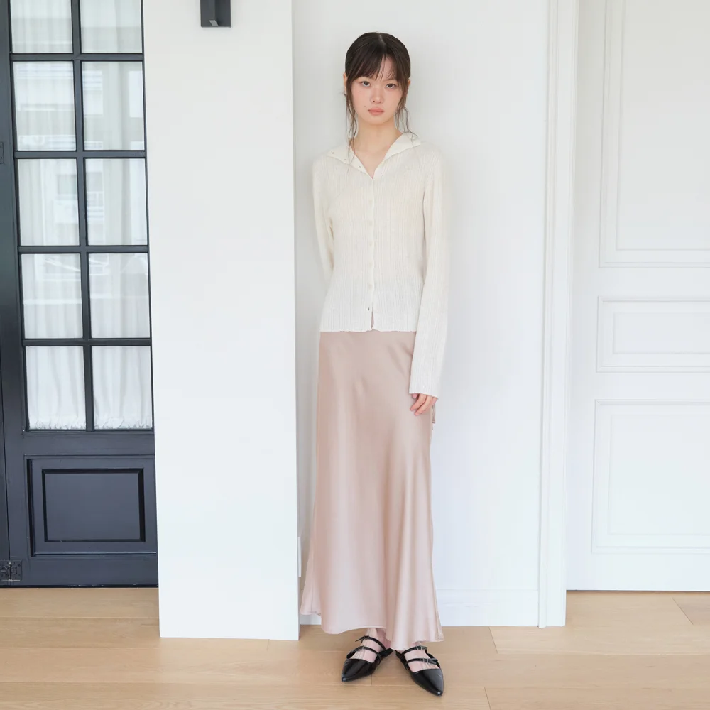 SATIN LONG SKIRT_BEIGE