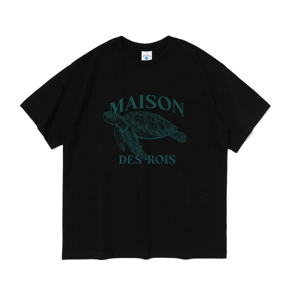 Maison 龜頸 圖案 短袖T恤 (黑色)