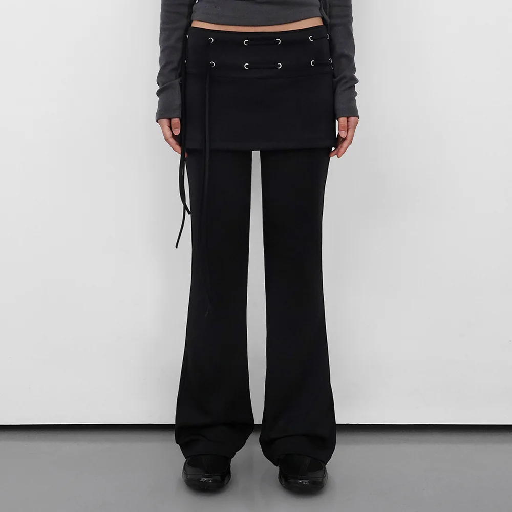 Eyelet Skirt Pants_Black