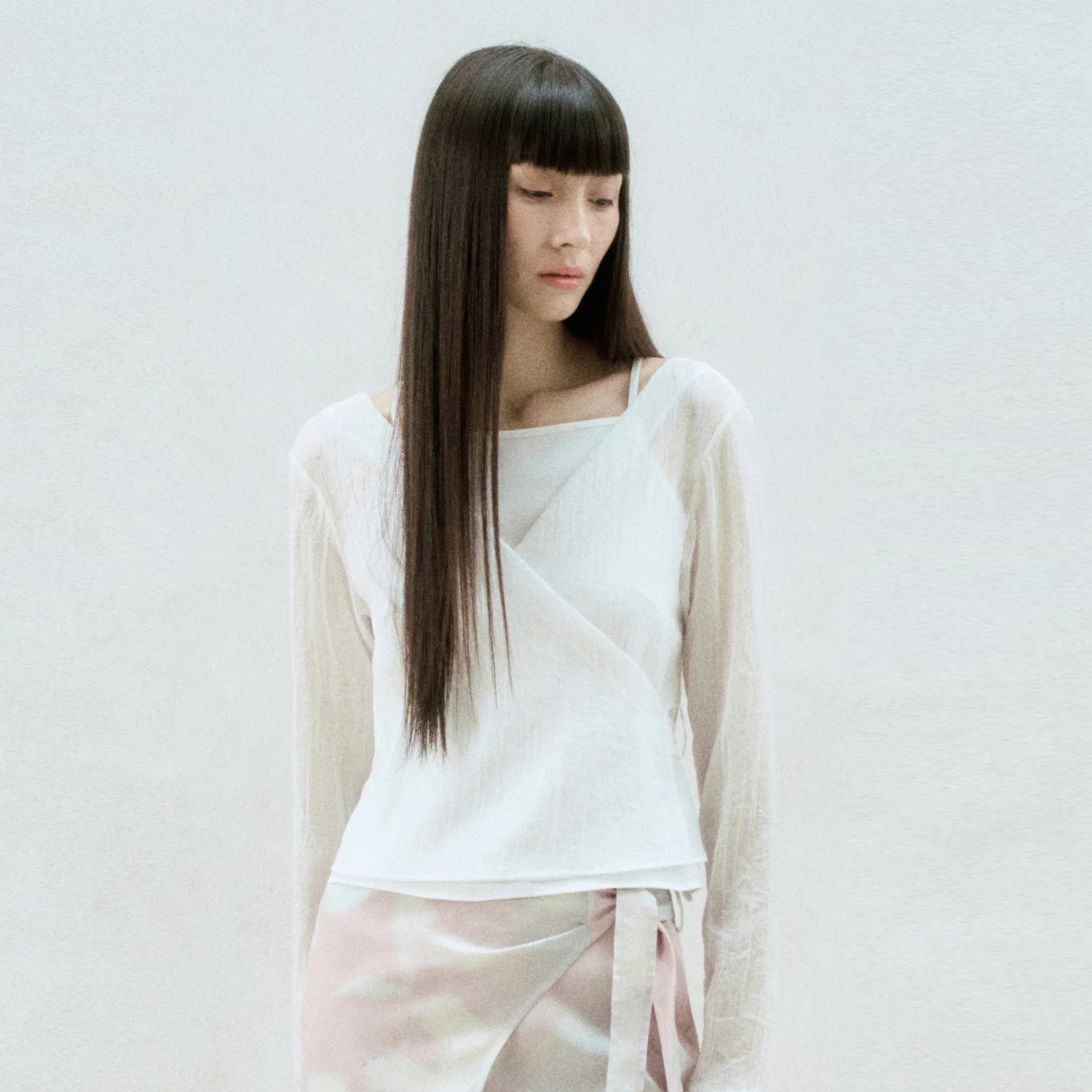 LAYERED SHEER PLEATED TOP