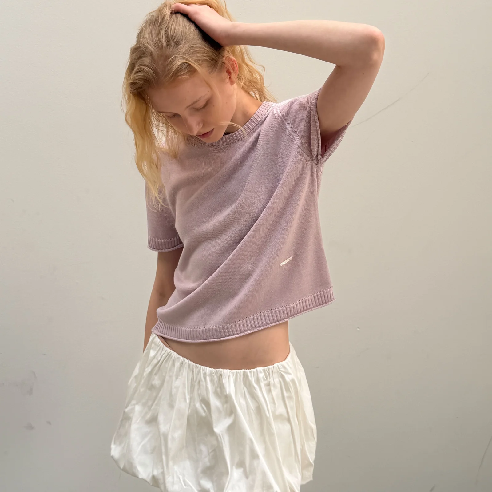 Silk Tencel Half Sleeve Knit (Pink)