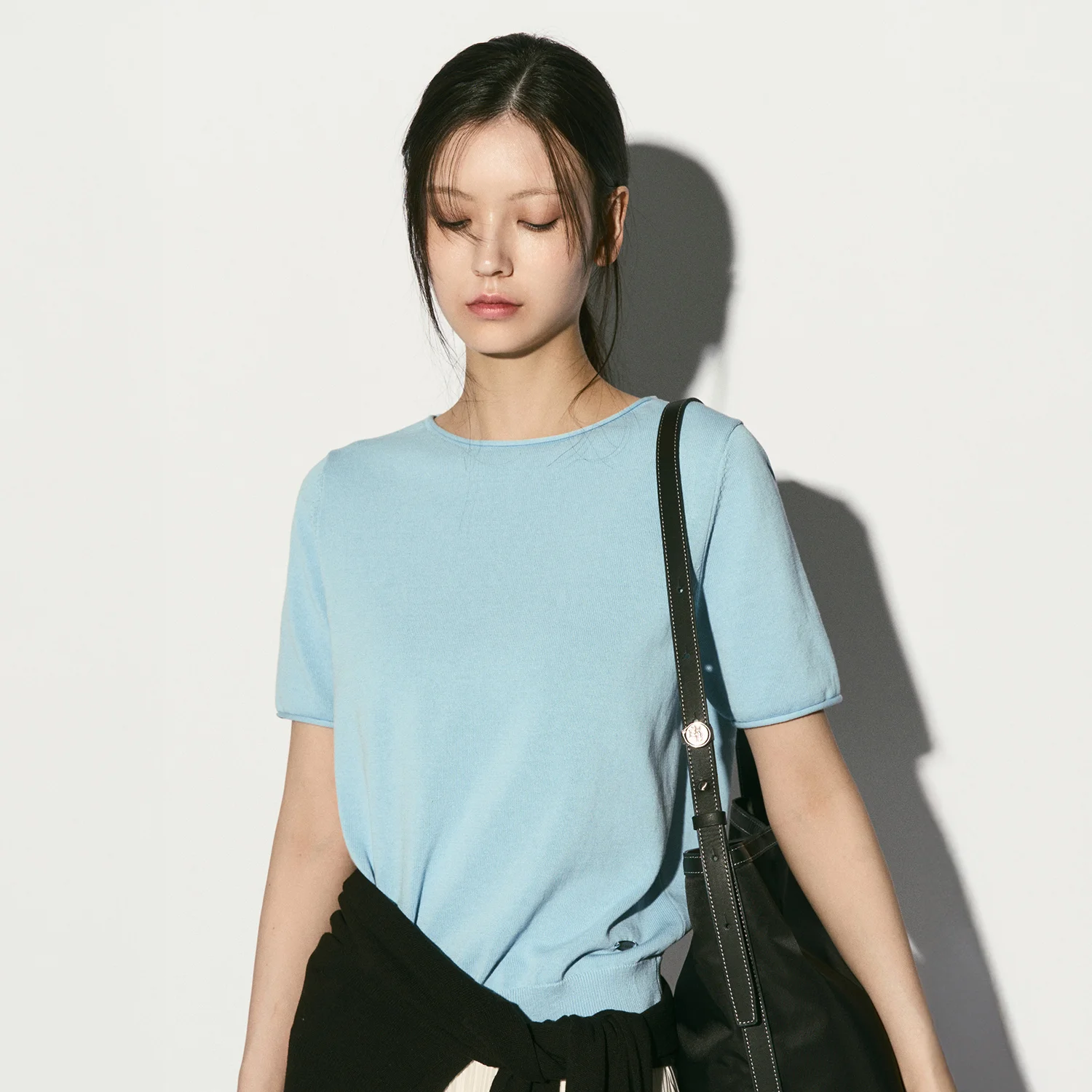 HALF SLEEVE KNIT TOP CLOUD