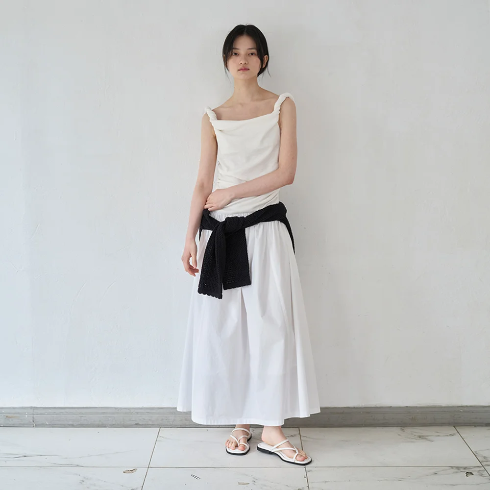 TWIST DRAPE LONG DRESS (sand ivory)