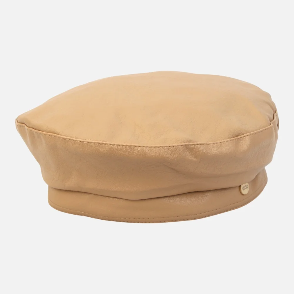 Leather Logo Beige Beret 皮革貝雷帽