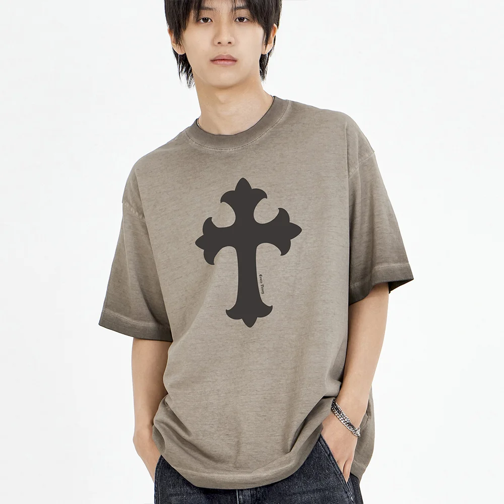 交叉 Pigment 短袖T恤 啡色