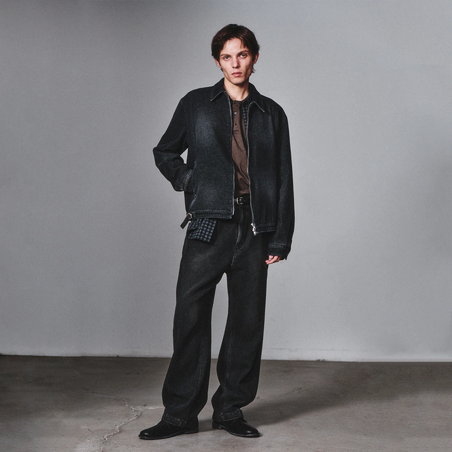 Traditional Fabric Dyed Blouson_Faded Black