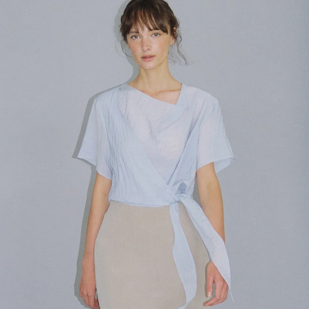 draped wrap blouse (sora) orc 6077