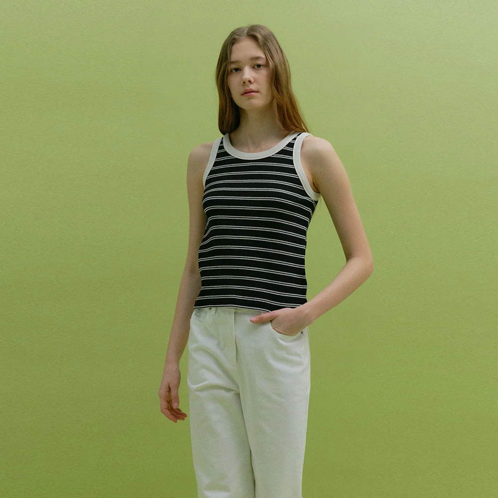 ROUND STRIPE SLEEVELESS (black stripe)