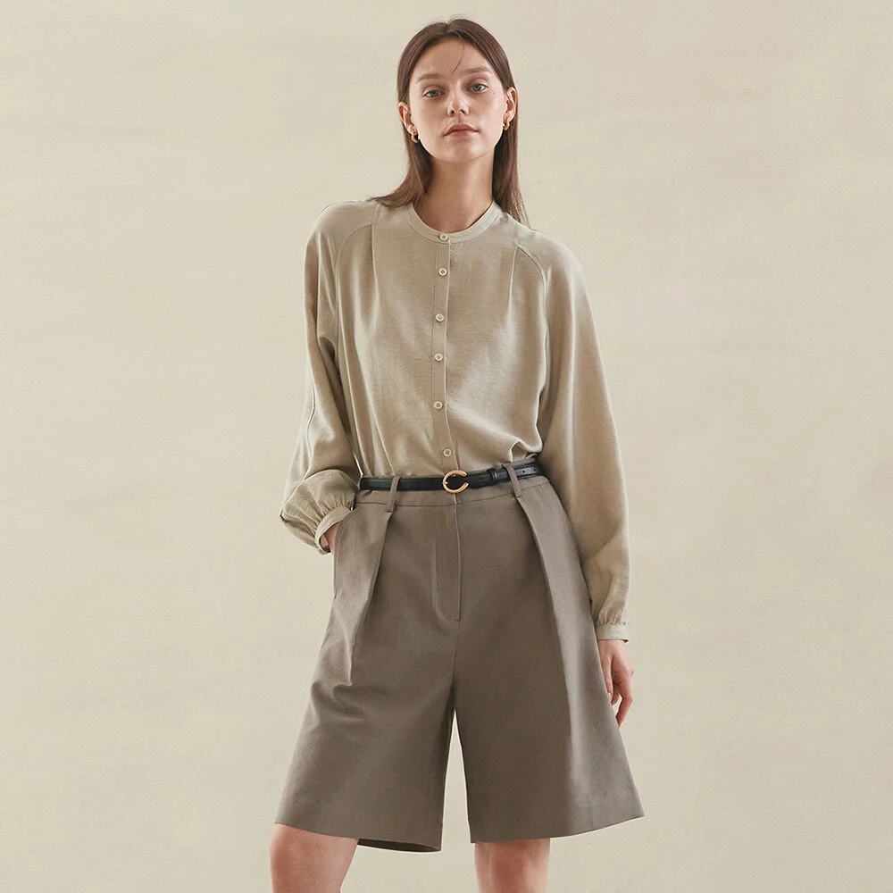 COTTON POCKET BERMUDA PANTS(khaki brown)